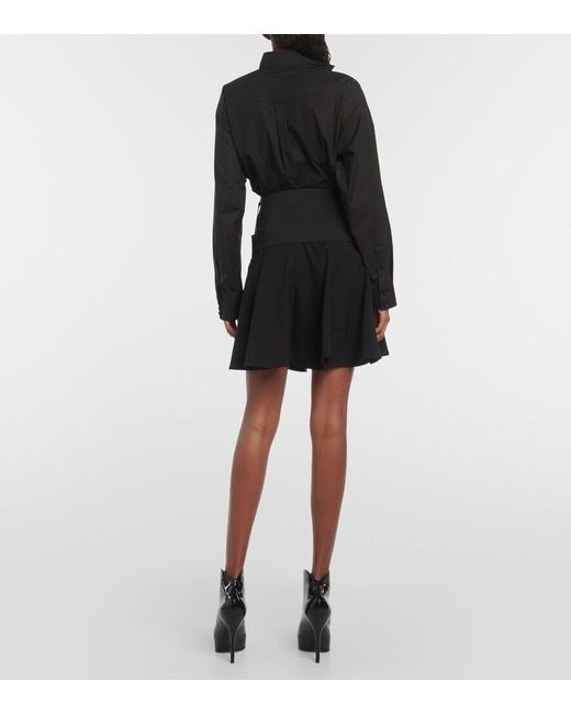 Alaïa Black Belted Wool Miniskirt