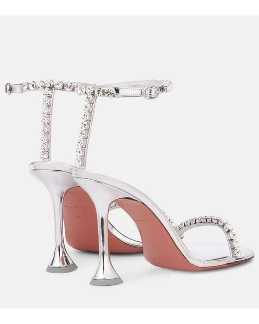 AMINA MUADDI White Gigi 95 Embellished Leather Sandals