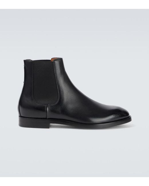 Zegna Black Leather Chelsea Boots for men