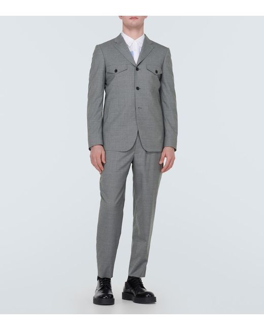 Comme des Garçons Gray Checked Wool Blazer for men