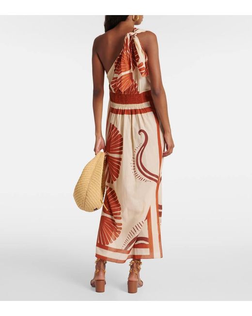 Vestido midi de algodon estampado Johanna Ortiz de color Orange