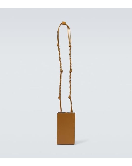 Jil Sander White Embossed Leather Phone Pouch for men