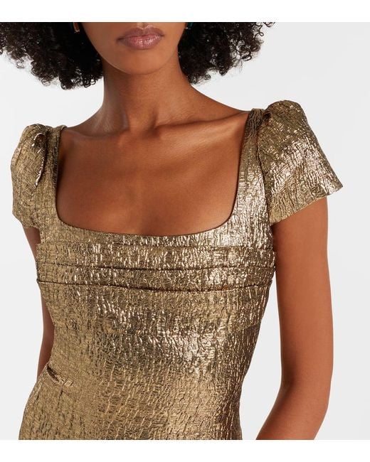 Roland Mouret Natural Draped Lame Jacquard Cocktail Dress