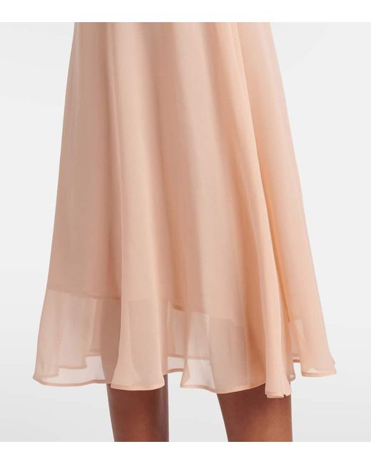 Blumarine Pink Georg Feather-Trimmed Midi Dress
