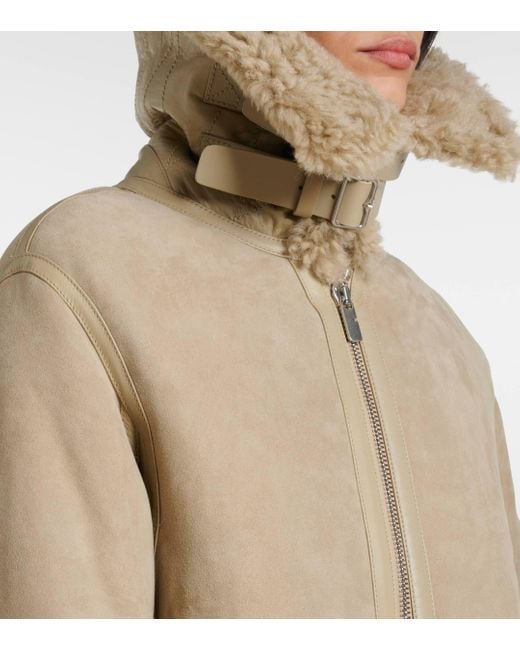 Burberry Natural Shearling-Lined Leather Jacket