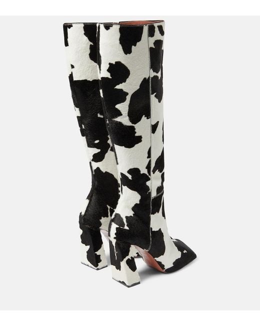 AMINA MUADDI White Marine Calf Hair Knee-High Boots