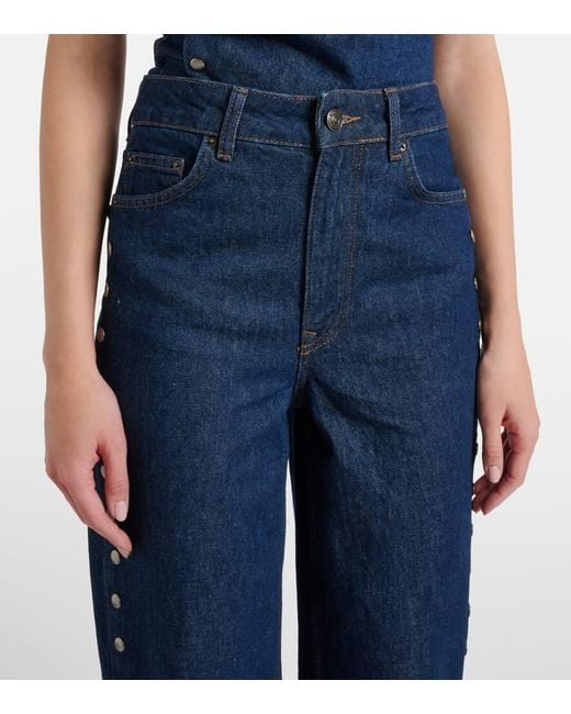 ROTATE BIRGER CHRISTENSEN Blue Asymmetric High-Rise Straight Jeans