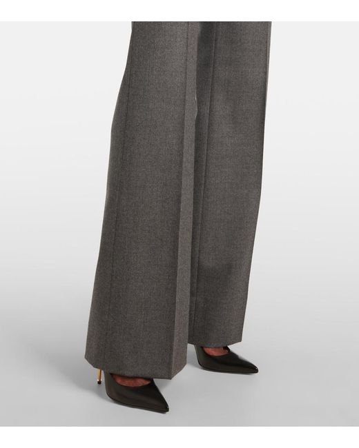 Tom Ford Gray High-Rise Wool Twill Bootcut Pants