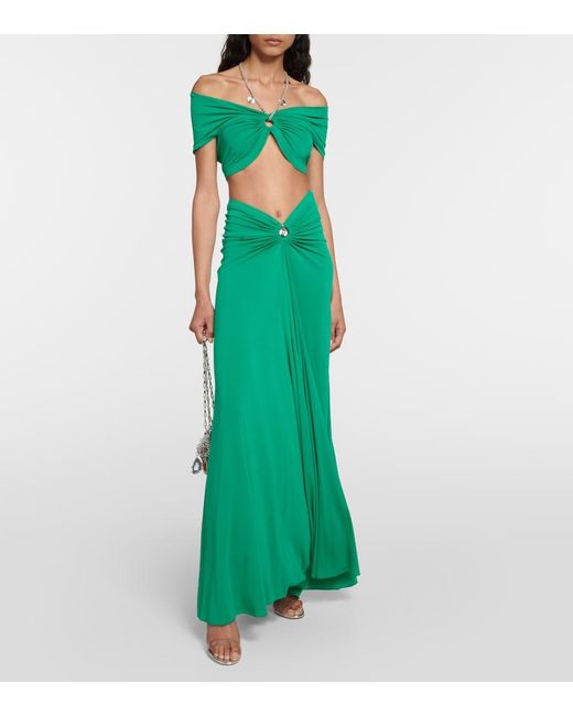 Rabanne Green Cutout Jersey Top