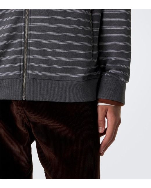 Miu Miu Gray Striped Oversized Cotton Fleece Sweatshirt for men