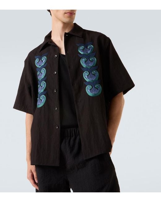 Commas Black Embroidered Shirt for men