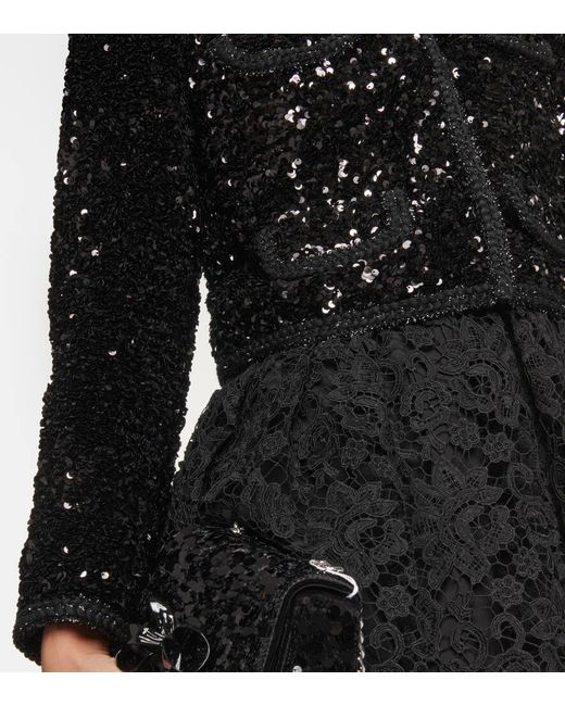 Self-Portrait Black Sequin Cropped Jacket