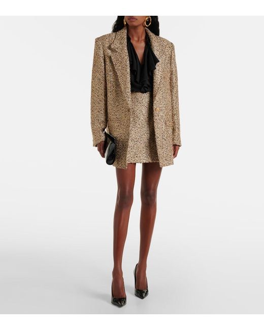 Alessandra Rich Brown Oversized Tweed Lame Blazer
