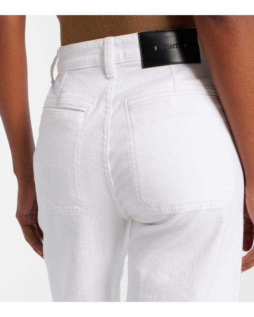 Khaite White Delmonico High-Rise Wide-Leg Jeans