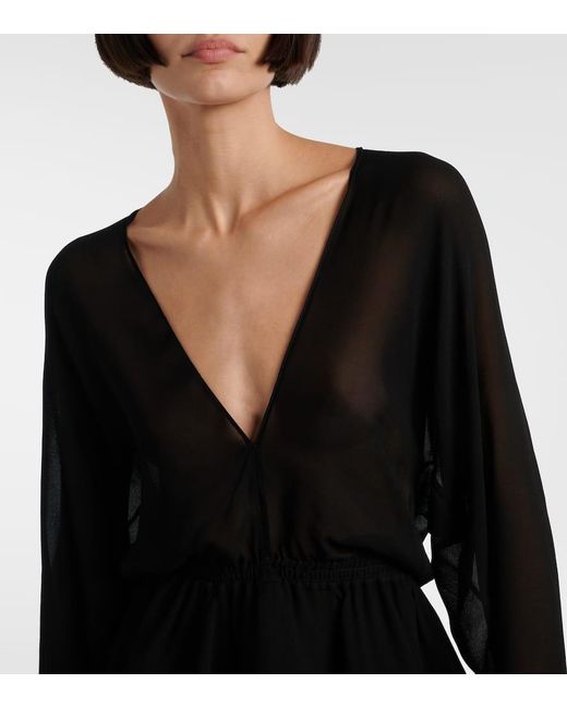 Alaïa Black Peplum Midi Dress