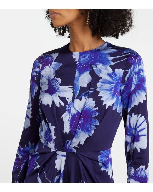 Robe Midi A Fleurs Erdem en coloris Blue
