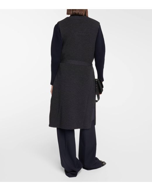 Max Mara Black Leisure Mirca Belted Virgin Wool Sweater Vest