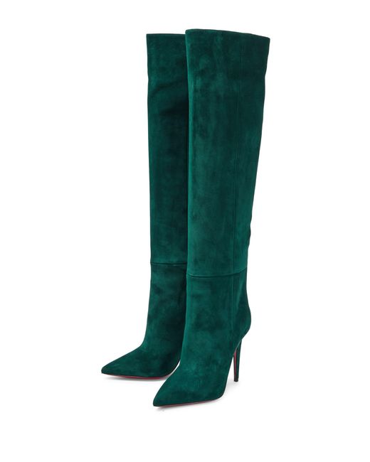 Christian Louboutin Astrilarge Botta 100 Suede Knee-high Boots in Green ...