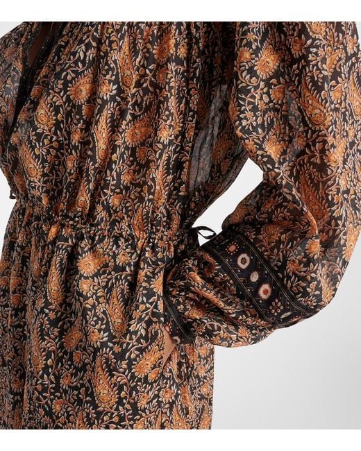 Isabel Marant Brown Greila Cotton Voile Midi Dress