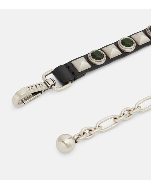 Etro White Embellished Leather Belt