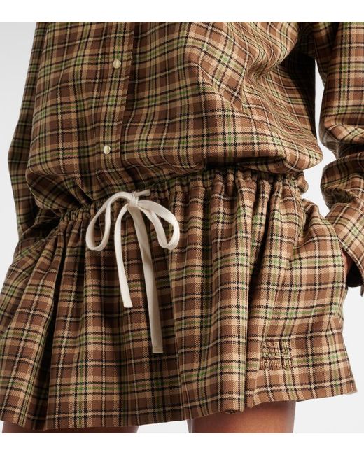 Miu Miu Multicolor Wool Plaid Mini Skirt