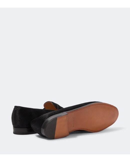 John Lobb Black Lopez Calf Hair Penny Loafers for men