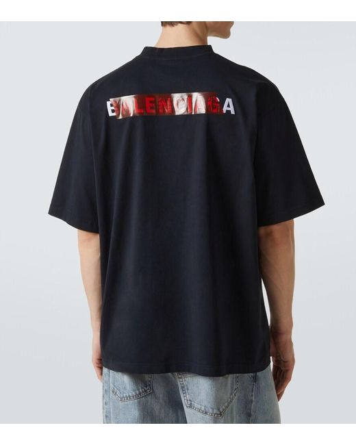 Balenciaga Blue Medium Fit Logo T-Shirt for men