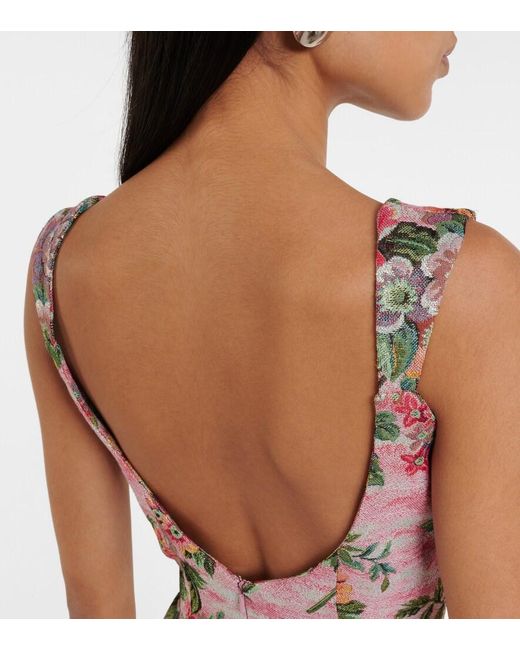 Markarian Pink Floral Bustier Midi Dress