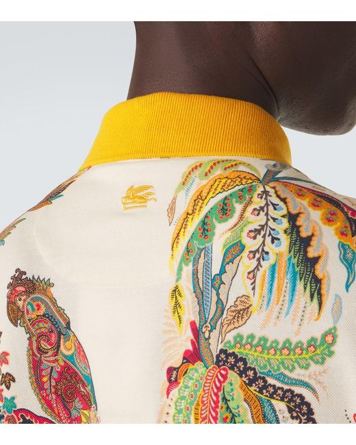 Etro Metallic Printed Cotton Pique Polo Shirt for men