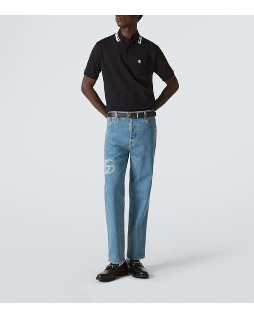 Polo Ricamata di Gucci in Black da Uomo
