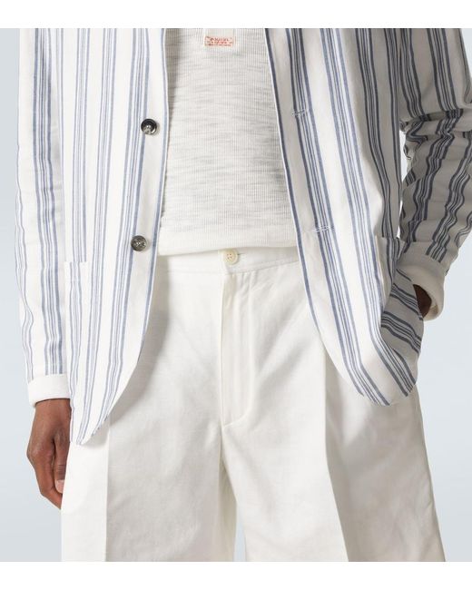 Brioni White Linen And Cotton Shorts for men