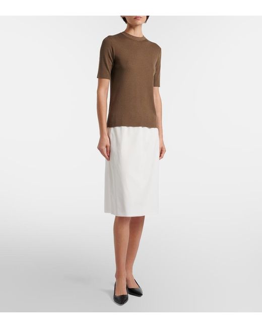The Row White Ivera Silk-Blend Chiffon Midi Skirt