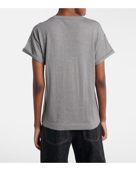 Brunello Cucinelli Gray Cashmere And Silk-Blend T-Shirt