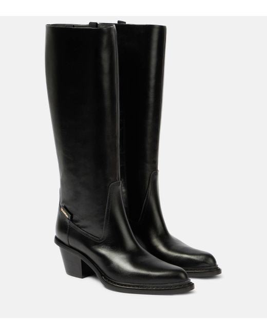 Max Mara Black Leather Knee-high Boots