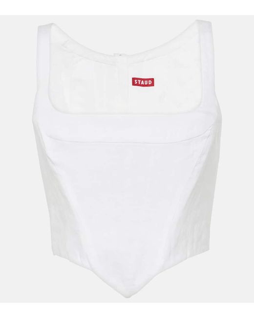 Staud White Bustier-Top Aus Leinen