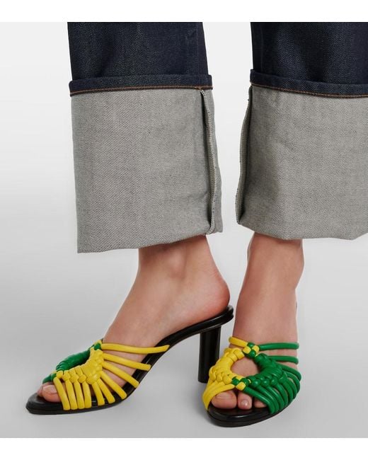 J.W. Anderson Green Plot Woven Leather Mules