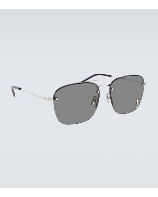Saint Laurent Gray Sl 309 M Aviator Sunglasses for men