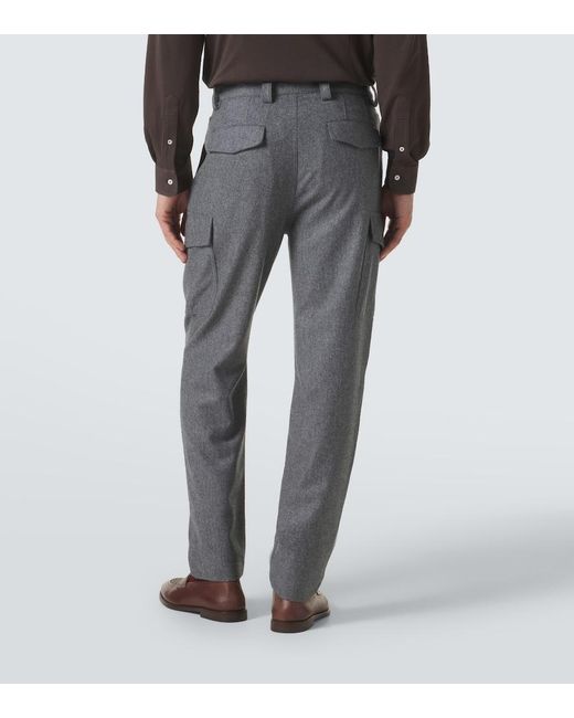 Brunello Cucinelli Gray Wool Tapered Pants for men