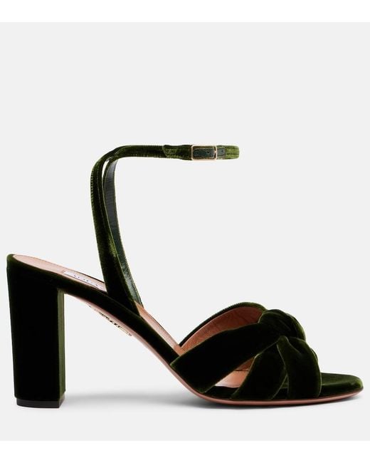 Aquazzura Black Nina 85 Velvet Sandals