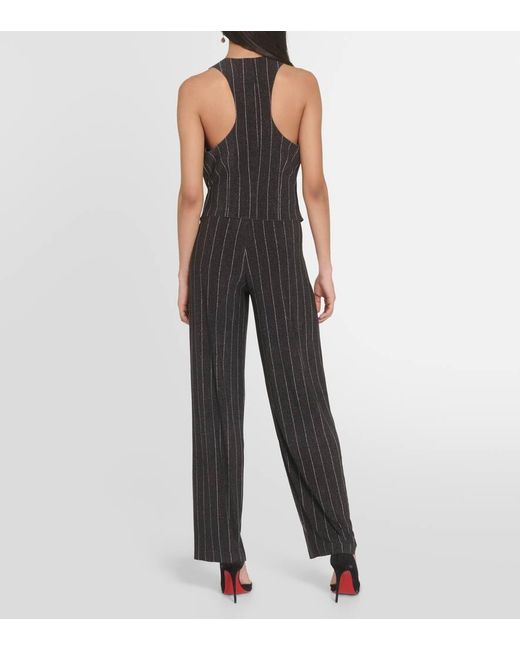 Norma Kamali Black Chalk Stripe Racerback Vest