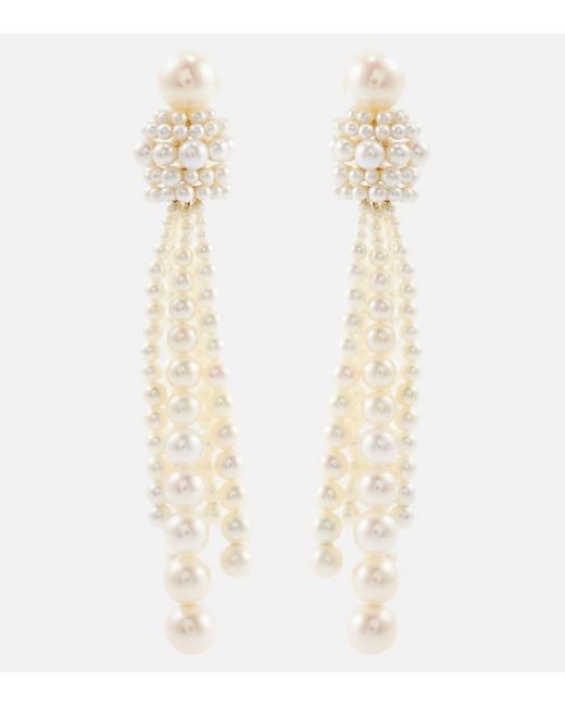 Orecchini Colonna Grande in oro 14kt con perle di Sophie Bille Brahe in White