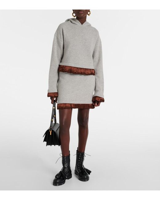 J.W. Anderson Gray Satin-Trimmed Wool-Blend Midi Skirt