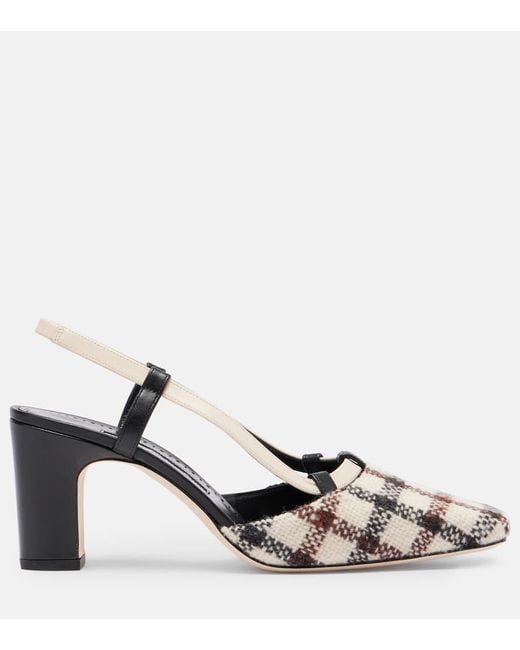 Manolo Blahnik Metallic Vestal Checked Slingback Pumps