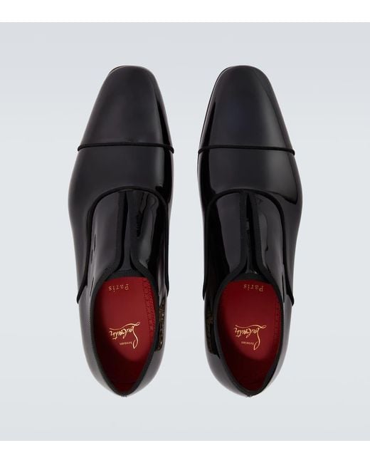 Christian Louboutin Black Alphamale Rocks Patent Leather Derby Shoes for men