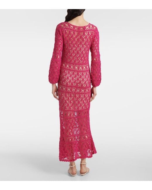 Anna Kosturova Pink Jennifer Cotton Crochet Maxi Dress