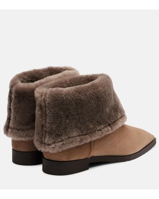Totême  Brown Shearling-Lined Suede Ankle Boots
