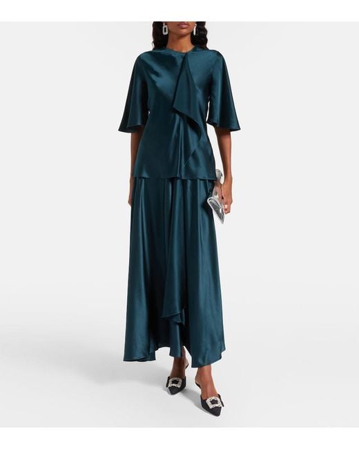 Roksanda Blue Naiara Draped Silk Satin Top