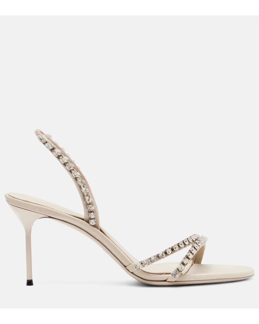 Paris Texas Natural Lidia 70 Crystal-Embellished Mules