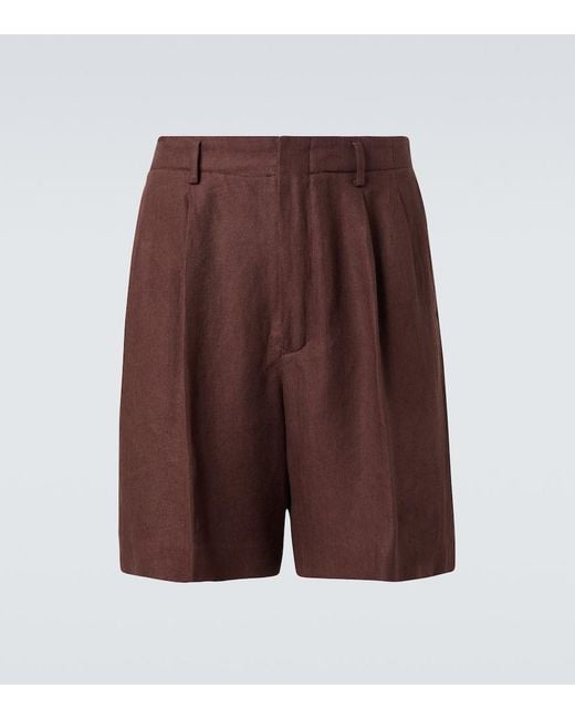 Loro Piana Brown Joetsu Linen Bermuda Shorts for men