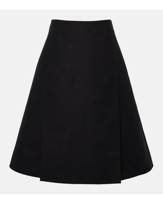 Marni Black Cotton Cady Midi Skirt